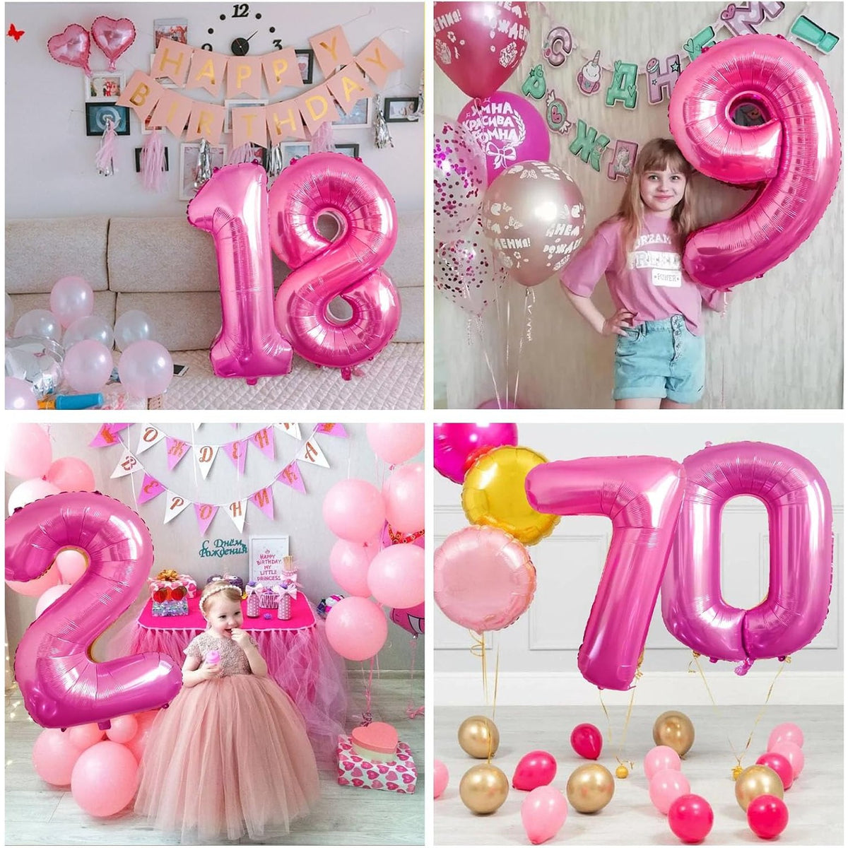 Balon Aniversar Cifra 1, Figurina Din Folie Metalizata, Umflare Cu Aer Sau Heliu, Include Pai Pentru Umflare, Inaltime 80 cm, Roz