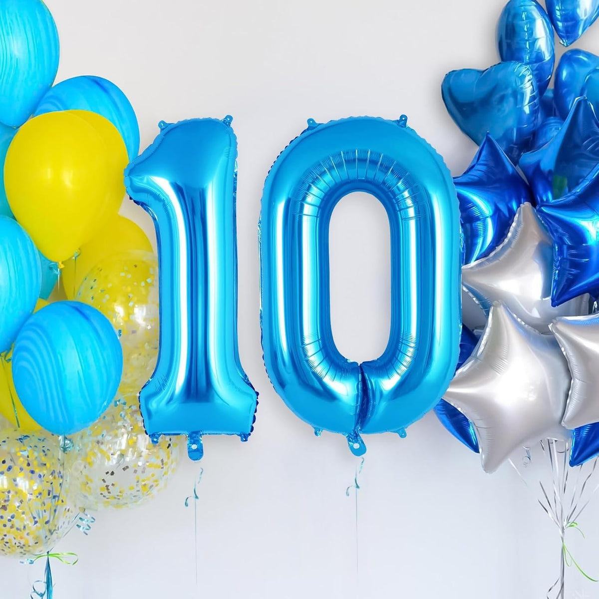 Balon Aniversar Cifra 1, Figurina din Folie Metalizata pentru Petrecere, Umflare cu Aer sau Heliu, Include Pai, 80 cm, Albastru