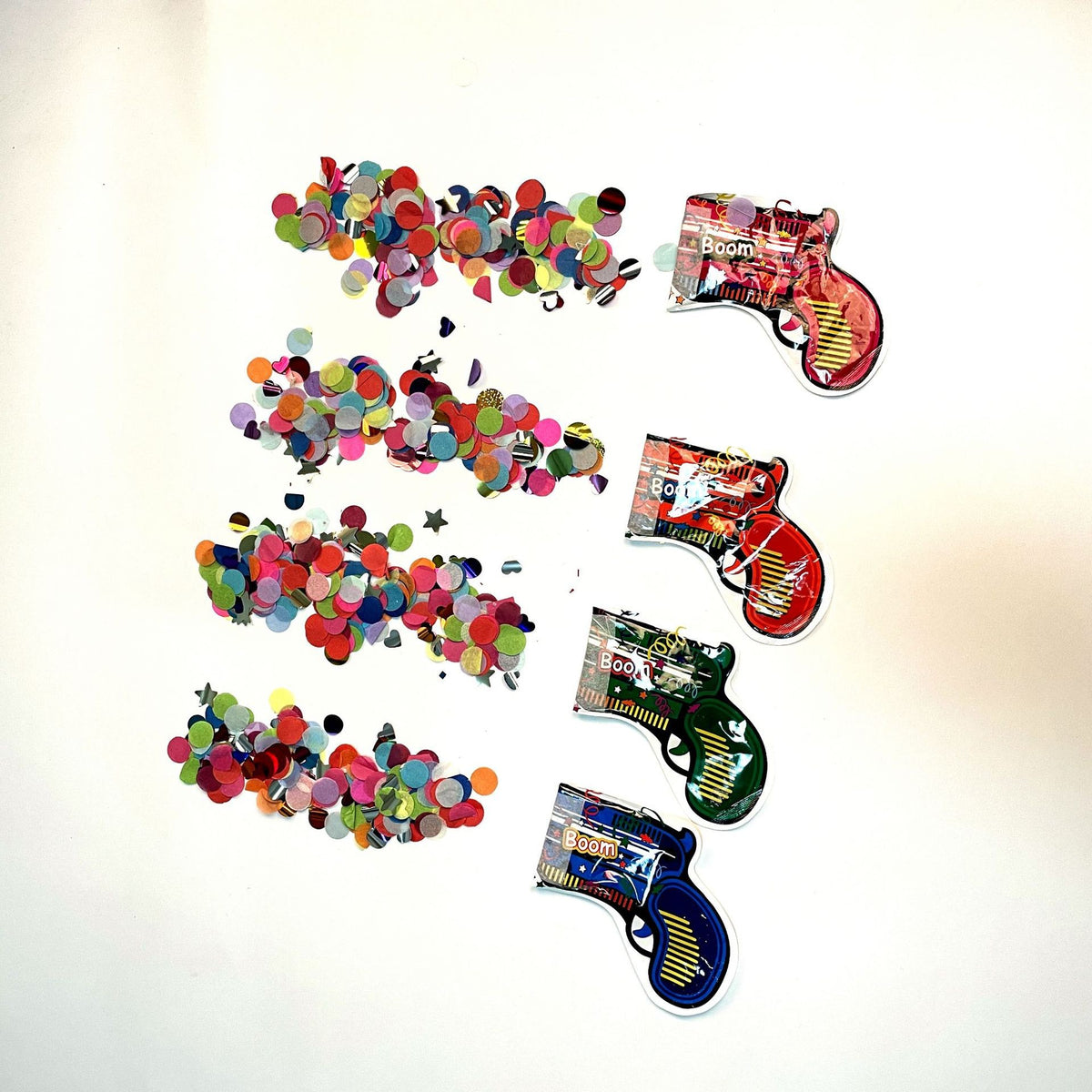 Set 10 Pistoale Confetti Gonflabile pentru Petrecere, Efect Spectaculos Aniversari si Nunti, Folie Aluminiu, 14x16 cm, Multicolor