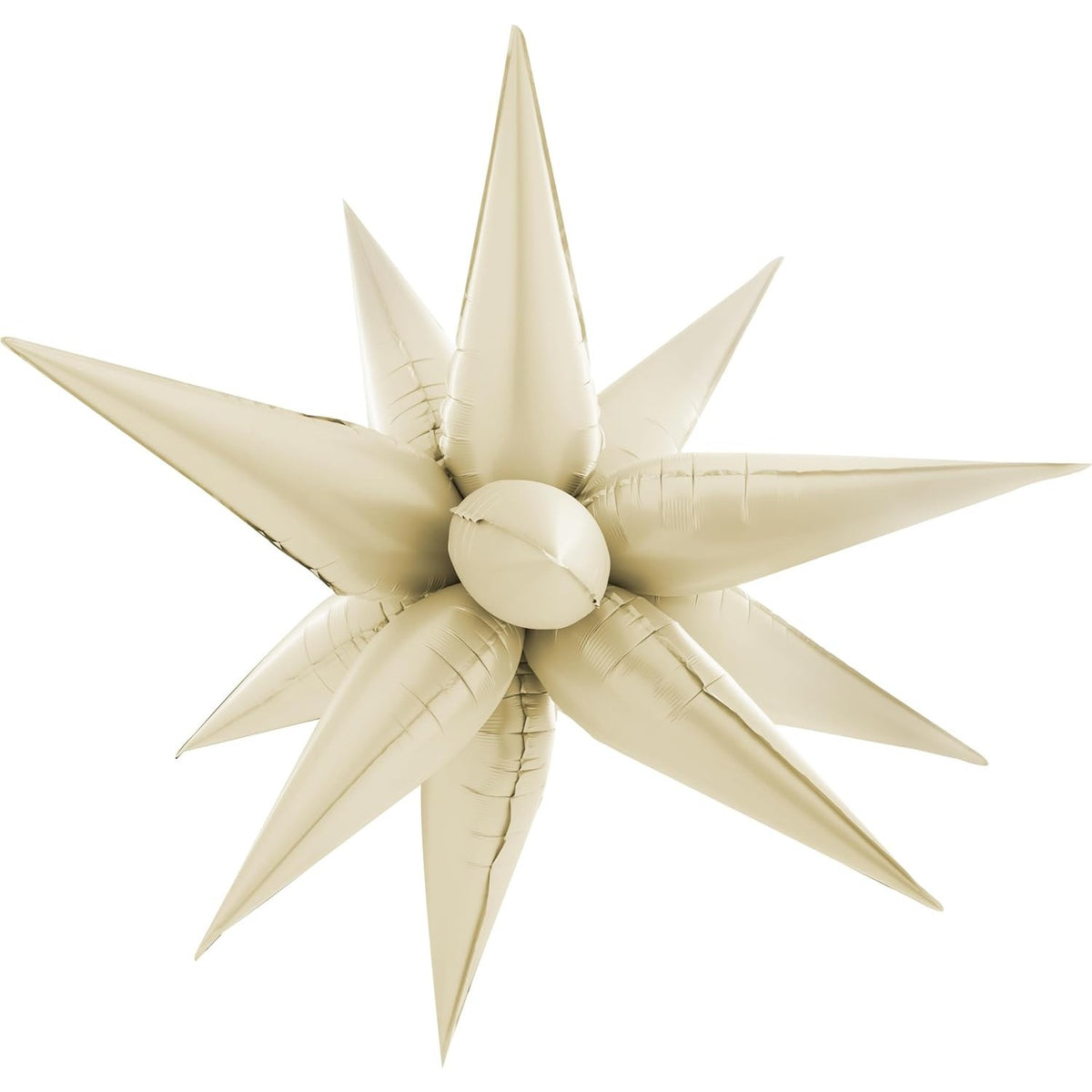 Balon din Folie Metalizata, Figurina Stea 3D, Umflare Aer sau Heliu, Include Pai, 66 cm, Crem