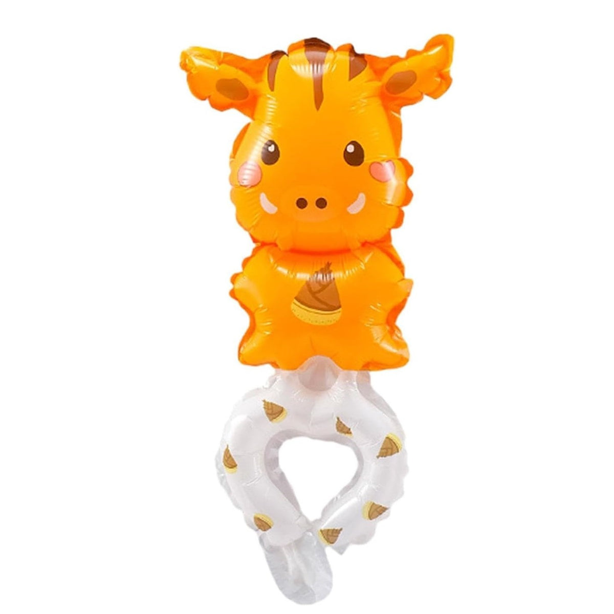 Balon din Folie Metalizata Tip Bratara, Figurina Animalut Model Girafa, Umflare Aer sau Heliu, Include Pai, Maro, 13 x 35 cm