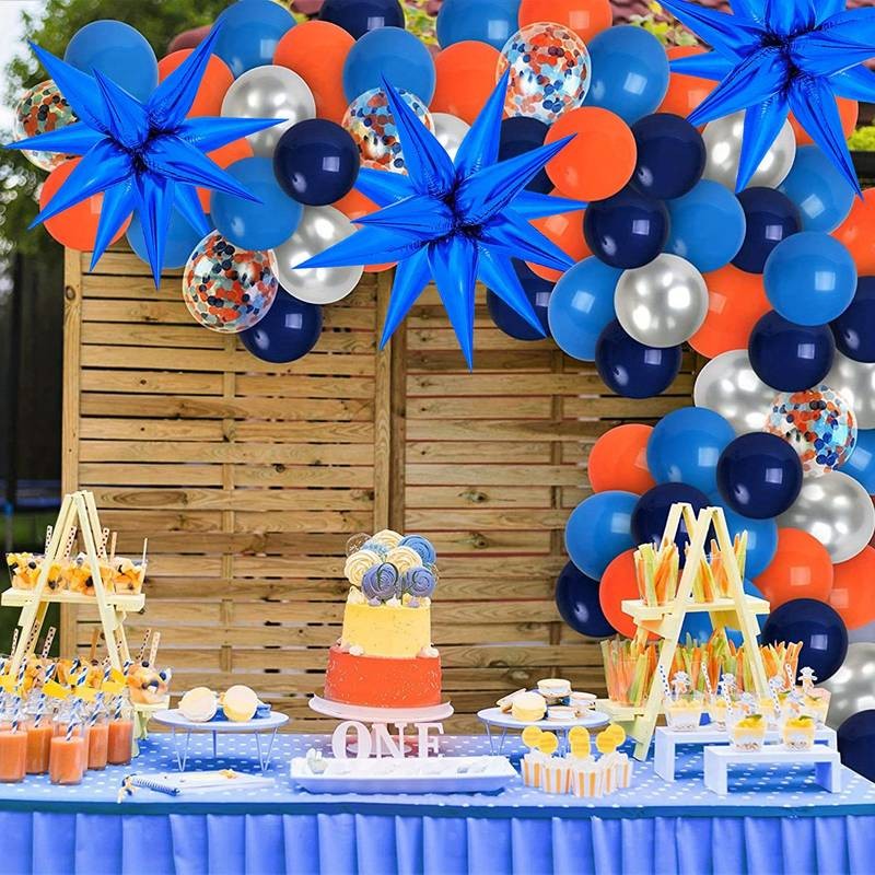 Balon din Folie Metalizata, Figurina Stea 3D, Umflare cu Aer sau Heliu, Include Pai pentru Umflare, 66 cm, Albastru