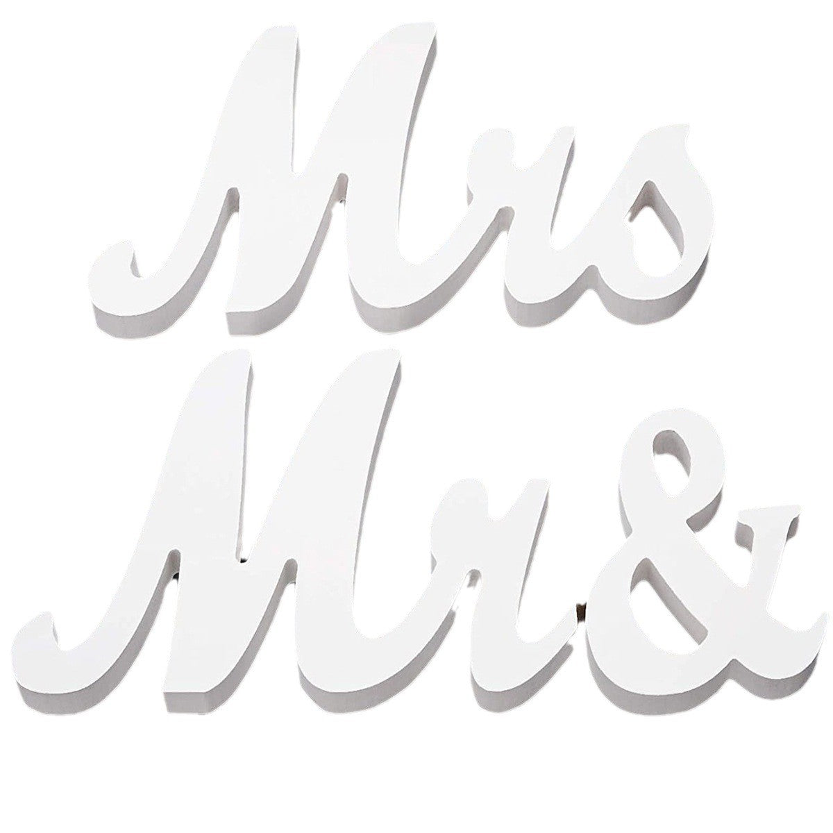 Decor Masa Nunta, Model Mr & Mrs, Litere Decorative Autoportante, Stil Clasic Elegant, Lemn sau PVC, 10x20 cm, Alb