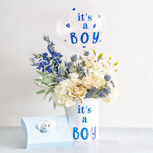 Sticker Autocolant It's a Boy, Tematica Gender Reveal si Baby Shower, Decoratiune Petrecere Baiat, Vinil Autoadeziv, Albastru, 19.5 x 27.5 cm