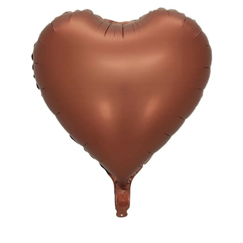Set 3 Baloane din Folie Metalizata, Figurine Inimi, Decor Ziua Indragostitilor, Umflare Aer sau Heliu, Aluminiu, 45 cm, Crem/Maro