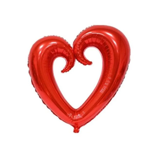 Balon din Folie Metalizata, Figurina Inima Gigantica, Decoratiune Ziua Indragostitilor, Umflare Aer sau Heliu, Pai Inclus, 100 cm, Rosu