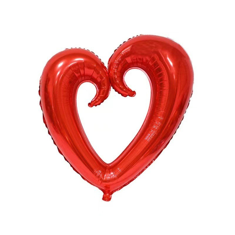 Balon din Folie Metalizata, Figurina Inima Gigantica, Decoratiune Ziua Indragostitilor, Umflare Aer sau Heliu, Pai Inclus, 100 cm, Rosu