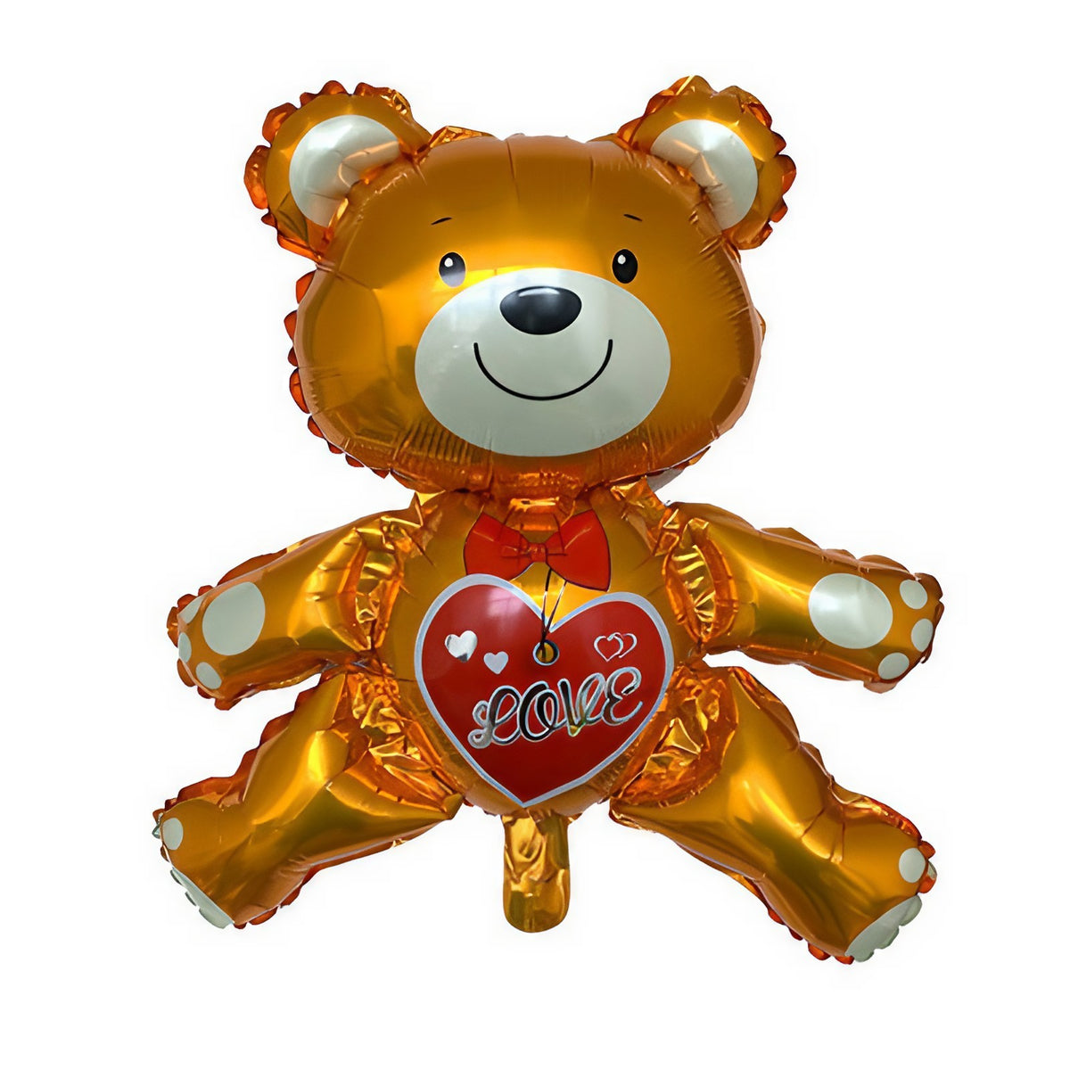 Balon din Folie Metalizata, Figurina Urs Model Love, Decoratiune Ziua Indragostitilor, Umflare Aer sau Heliu, Pai Inclus, 60x63 cm, Maro
