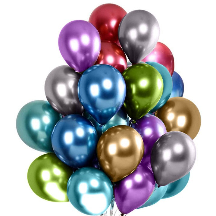 Set 10 Baloane din Latex Chrome, Efect Metalic pentru Petreceri, Compatibile Aer si Heliu, Biodegradabile, 23 cm, Multicolor, 2.2 g