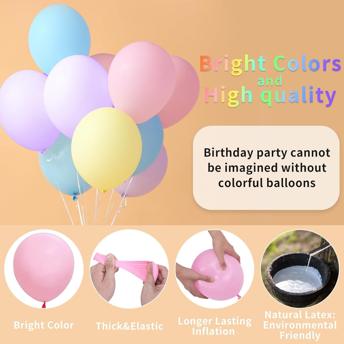Set 25 Baloane din Latex pentru Petrecere, Model Party, Culori Pale Multicolore, 13 cm, 1 g