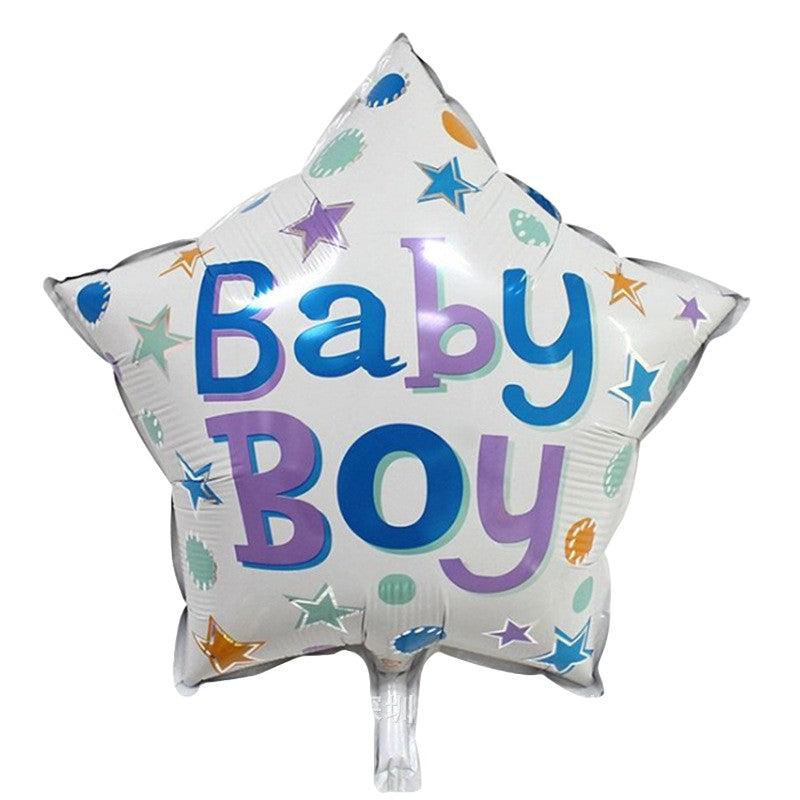 Set 2 Baloane din Folie Metalizata, Figurine Stea si Cerc, Tema Botez Baietel, Umflare Aer sau Heliu, Aluminiu, 45 cm, Albastru