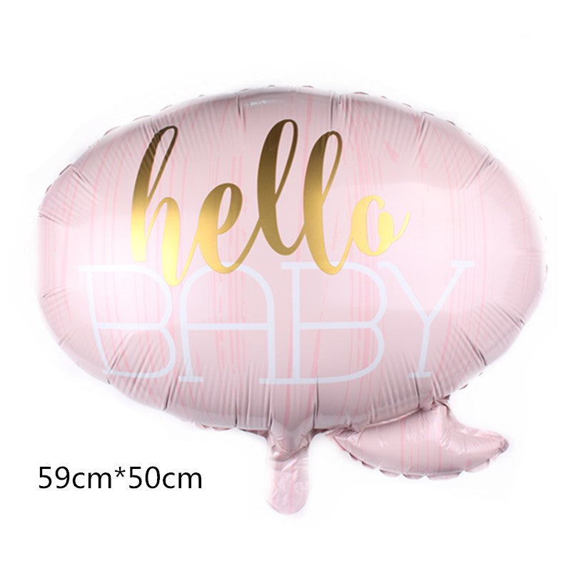 Balon din Folie Metalizata, Figurina Norisor Hello Baby, Decoratiune Botez si Baby Shower, Compatibil Aer sau Heliu, Roz, 59x50 cm