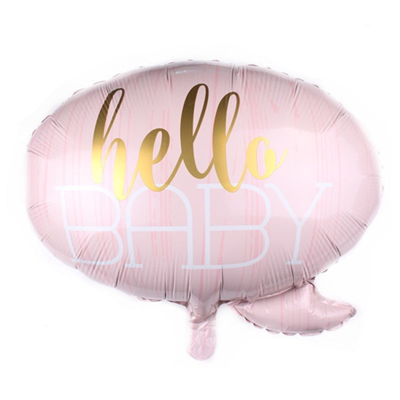 Balon din Folie Metalizata, Figurina Norisor Hello Baby, Decoratiune Botez si Baby Shower, Compatibil Aer sau Heliu, Roz, 59x50 cm