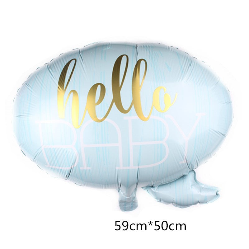 Balon din Folie Metalizata, Figurina Norisor, Tema Hello Baby, Umflare cu Aer sau Heliu, Include Pai, Albastru, 59x50 cm