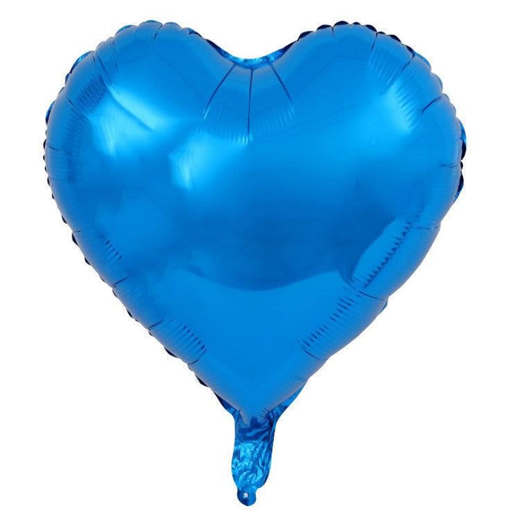 Set 3 Baloane Inimă din Folie Metalizată, Decor Tematic Ziua Îndrăgostiților, Umflare Aer sau Heliu, include Pai Umflare, 45 cm, Albastru/Argintiu