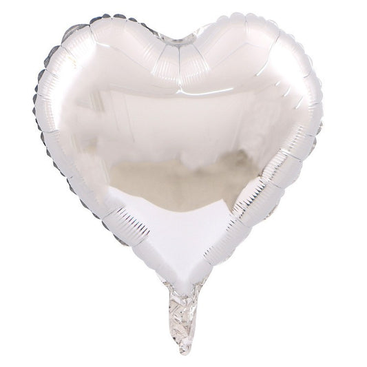 Set 3 Baloane Inimă din Folie Metalizată, Decor Tematic Ziua Îndrăgostiților, Umflare Aer sau Heliu, include Pai Umflare, 45 cm, Albastru/Argintiu