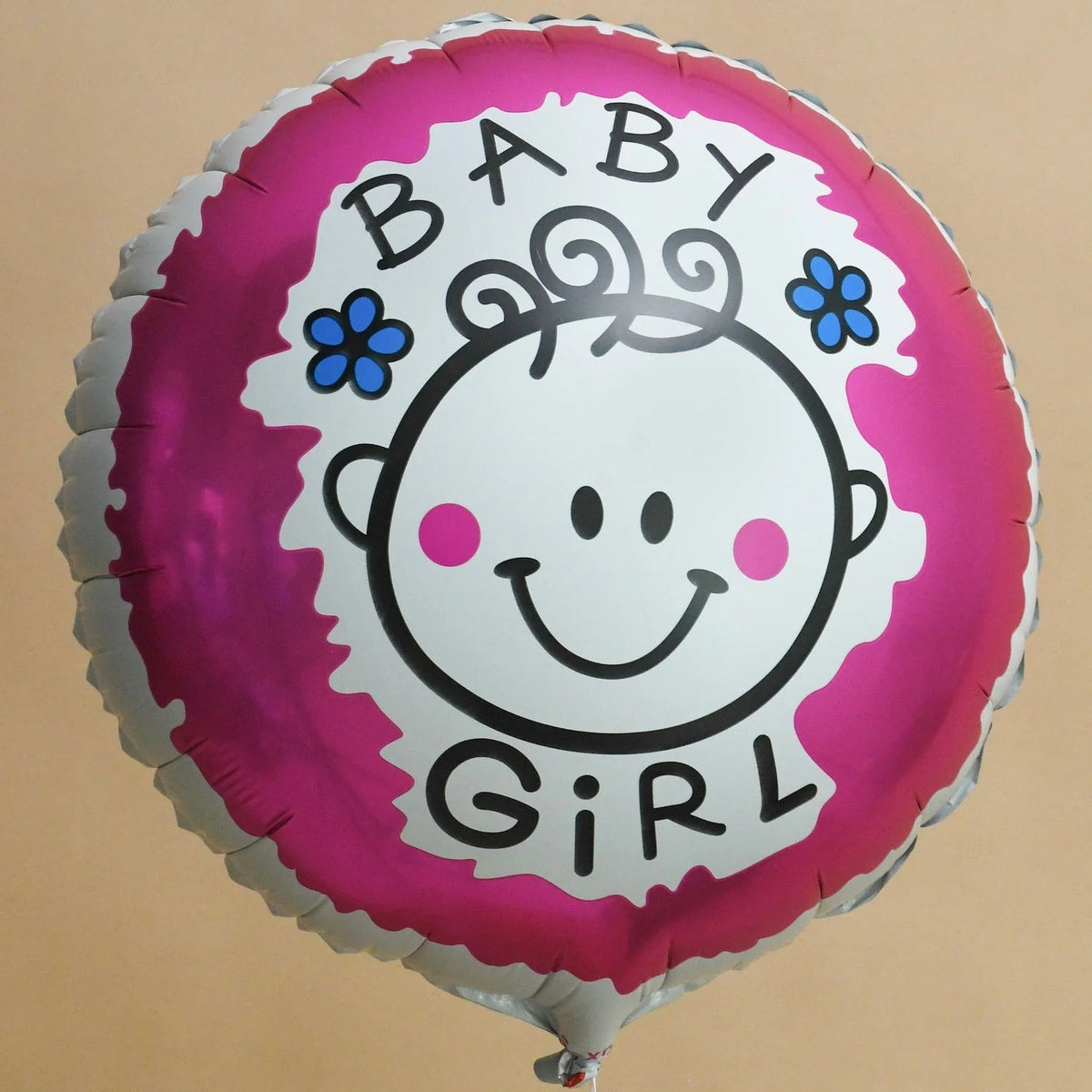 Set 2 Baloane din Folie Metalizata, Model Inima si Cerc, Tema Botez Fetita, Compatibile Aer sau Heliu, Roz, 45 cm