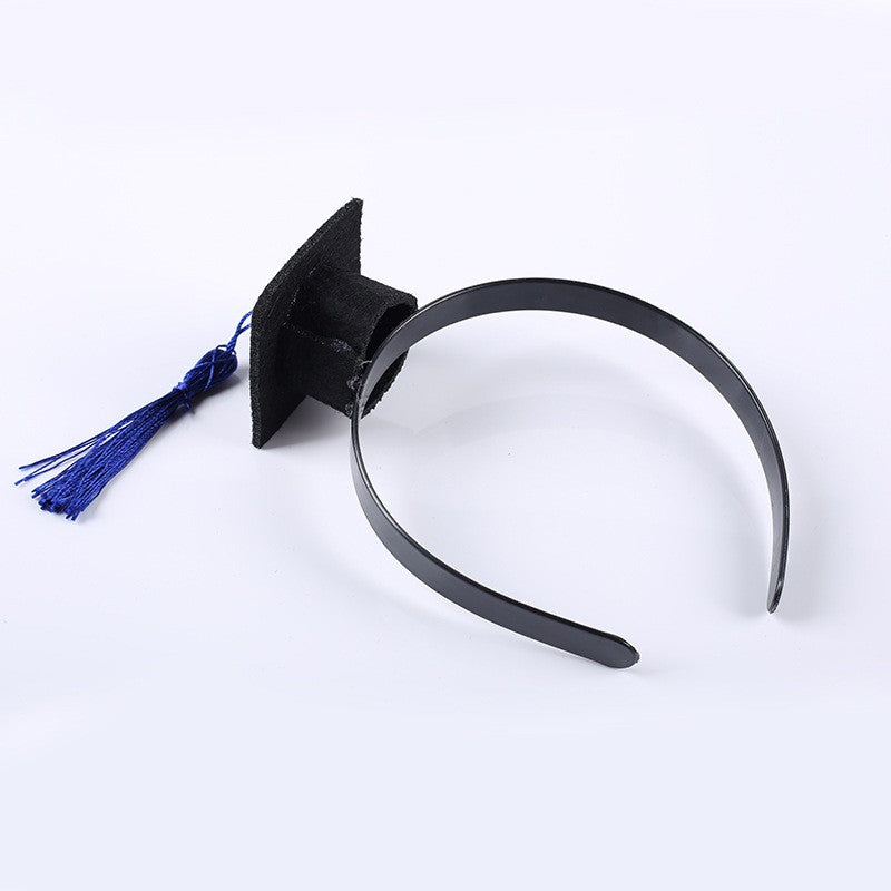 Coronita pentru Absolvent, Bentita cu Mini Toca Decorativa, Accesoriu Ceremonie si Petrecere Absolvire, Marime Universala, Negru si Albastru