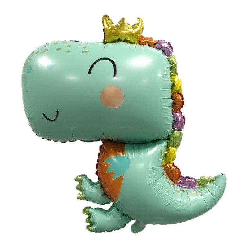 Balon din Folie Metalizata, Figurina Dinozaur pentru Petreceri Tematice, Umflare cu Aer sau Heliu, Include Pai, Verde, 75-80 cm