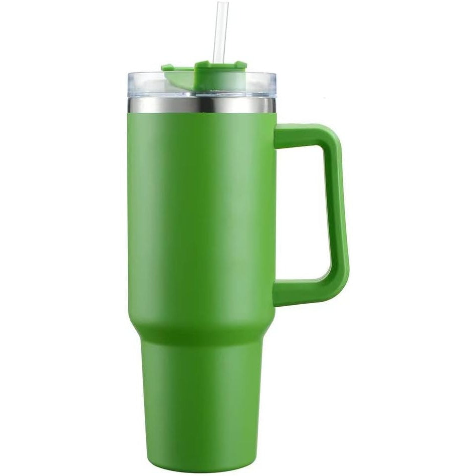Cana Termos cu Maner si Pai, Izolare Termica 6 Ore, Interior Otel Inoxidabil 304 si Exterior Plastic, Capacitate 1200 ml, 9.9 x 9.9 x 27 cm, Verde