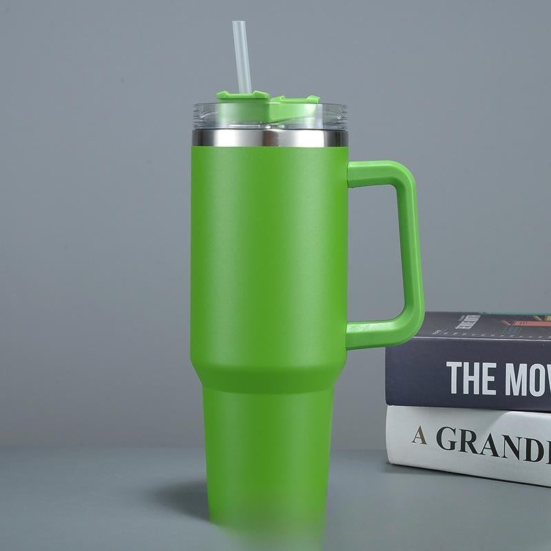 Cana Termos cu Maner si Pai, Izolare Termica 6 Ore, Interior Otel Inoxidabil 304 si Exterior Plastic, Capacitate 1200 ml, 9.9 x 9.9 x 27 cm, Verde
