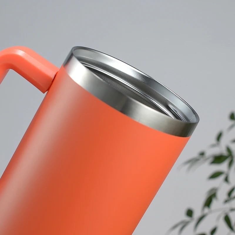 Cana Termos cu Maner si Pai, Izolare Termica 6 Ore, Otel Inoxidabil 304 si Plastic, Capac Etans Rotativ, 1200 ml, Portocaliu