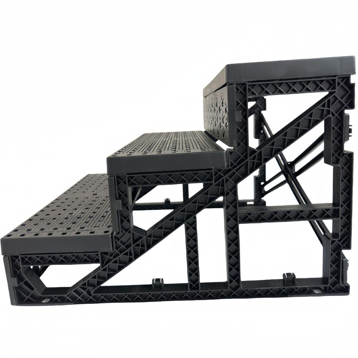 Scara pentru Animale de Companie, 3 Trepte Detasabile pentru Caini si Pisici, Structura PP cu Husa din Plus, 45x35x30 cm, Gri
