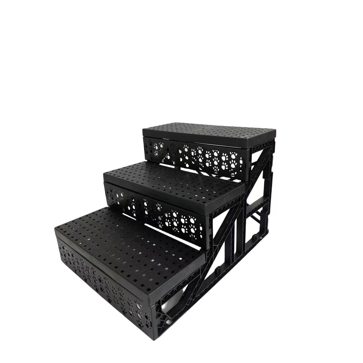 Scara pentru Animale de Companie, 3 Trepte Detasabile pentru Caini si Pisici, Structura PP cu Husa din Plus, 45x35x30 cm, Gri