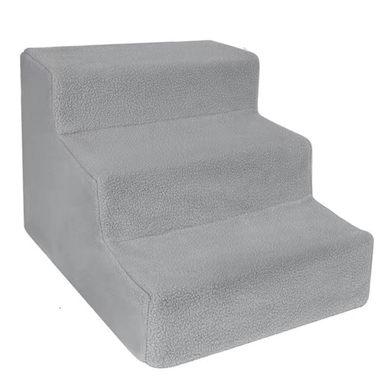 Scara pentru Animale de Companie, 3 Trepte Detasabile pentru Caini si Pisici, Structura PP cu Husa din Plus, 45x35x30 cm, Gri