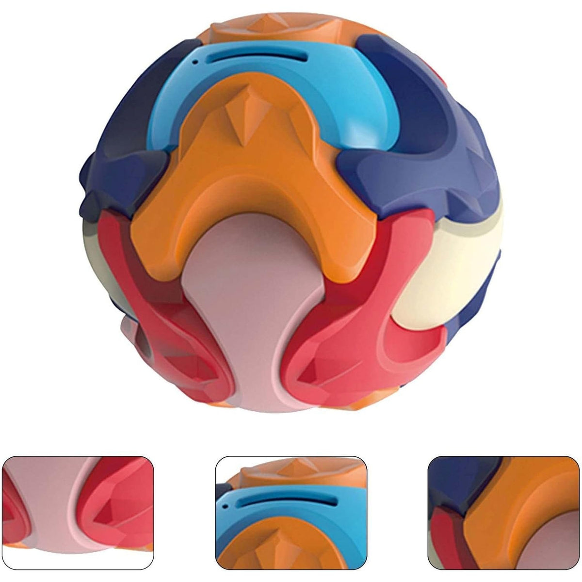 Pușculiță de Construit pentru Copii, Jucărie Interactivă Tip Puzzle în Formă de Minge, Plastic ABS Durabil, 16.5x16.5x16.5 cm, Multicolor