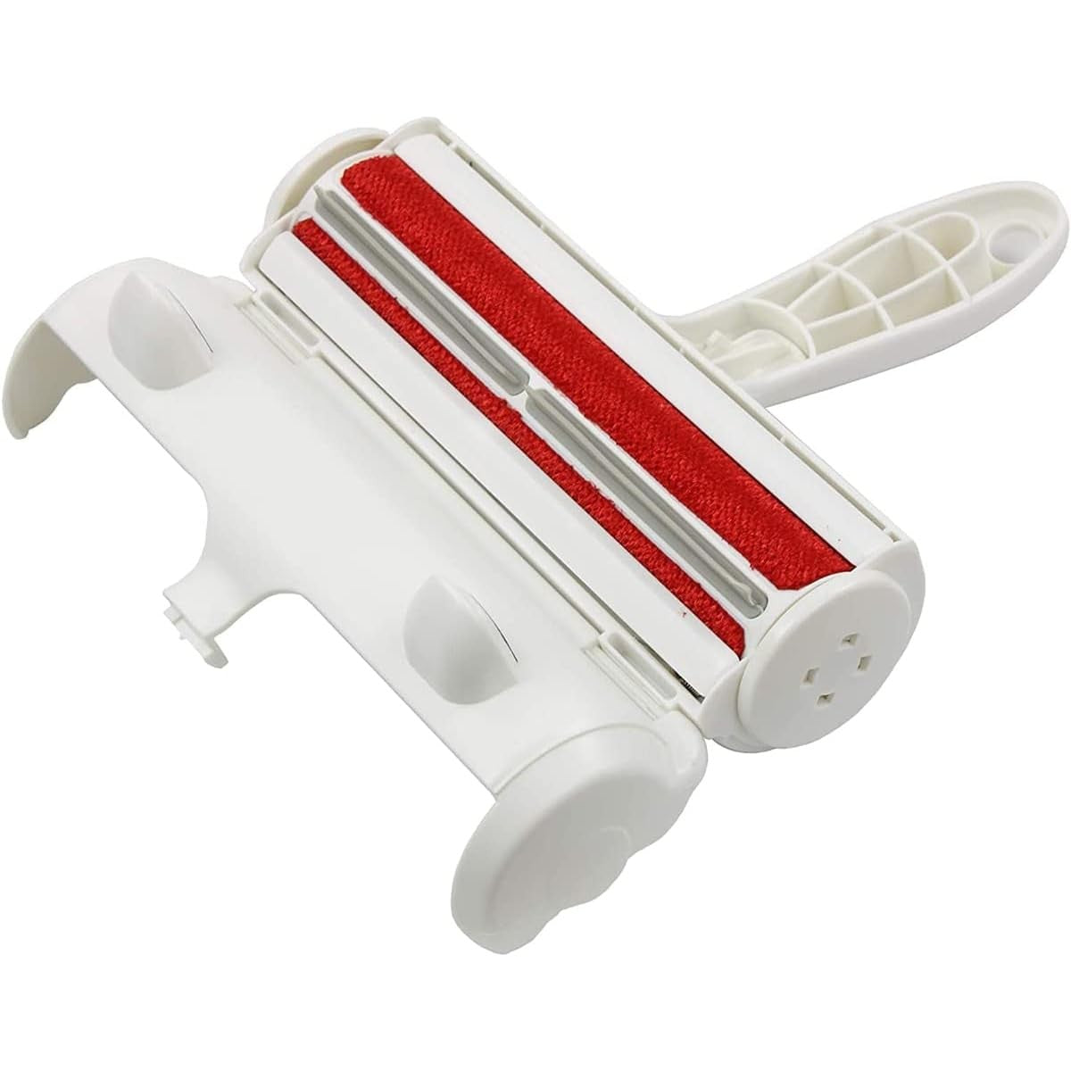 Rolă pentru Îndepărtarea Părului de Animale, Dispozitiv Reutilizabil cu Mâner și Compartiment Colector, Ideal pentru Mobila și Tapițerie, 19x19x6 cm, Alb/Roșu