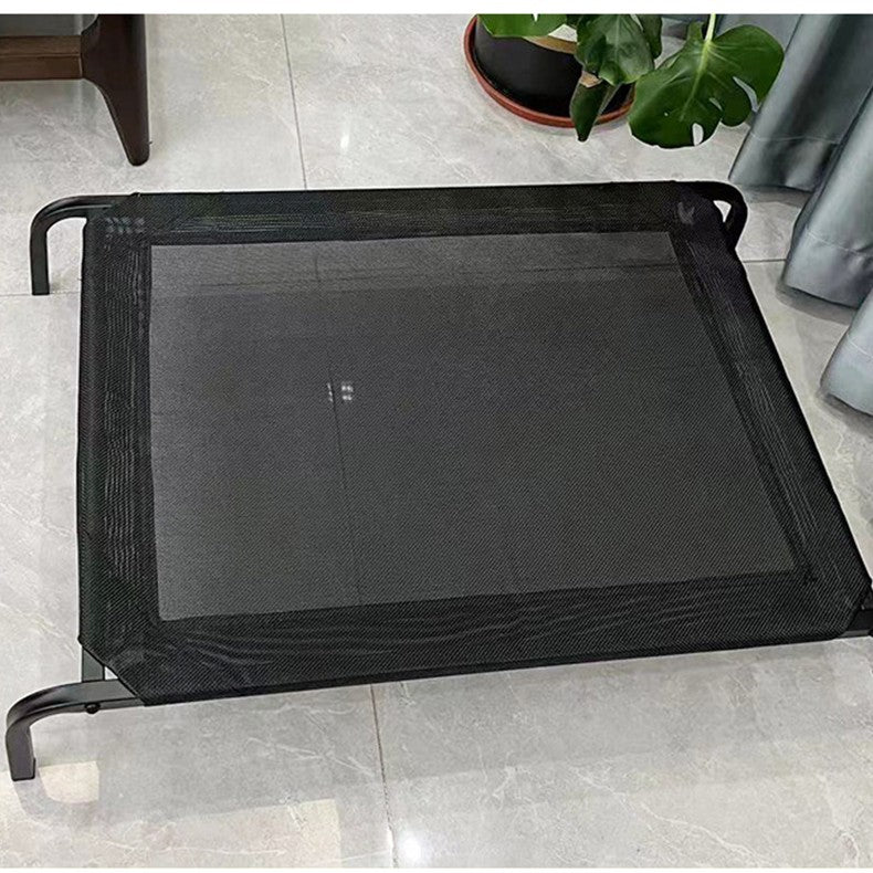 Pat pentru Animale de Companie, Tip Sezlong Inaltat, Material Textil Respirabil, Cadru din Otel Rezistent la Umiditate, Marimea S, 68 x 55 x 16 cm, Negru