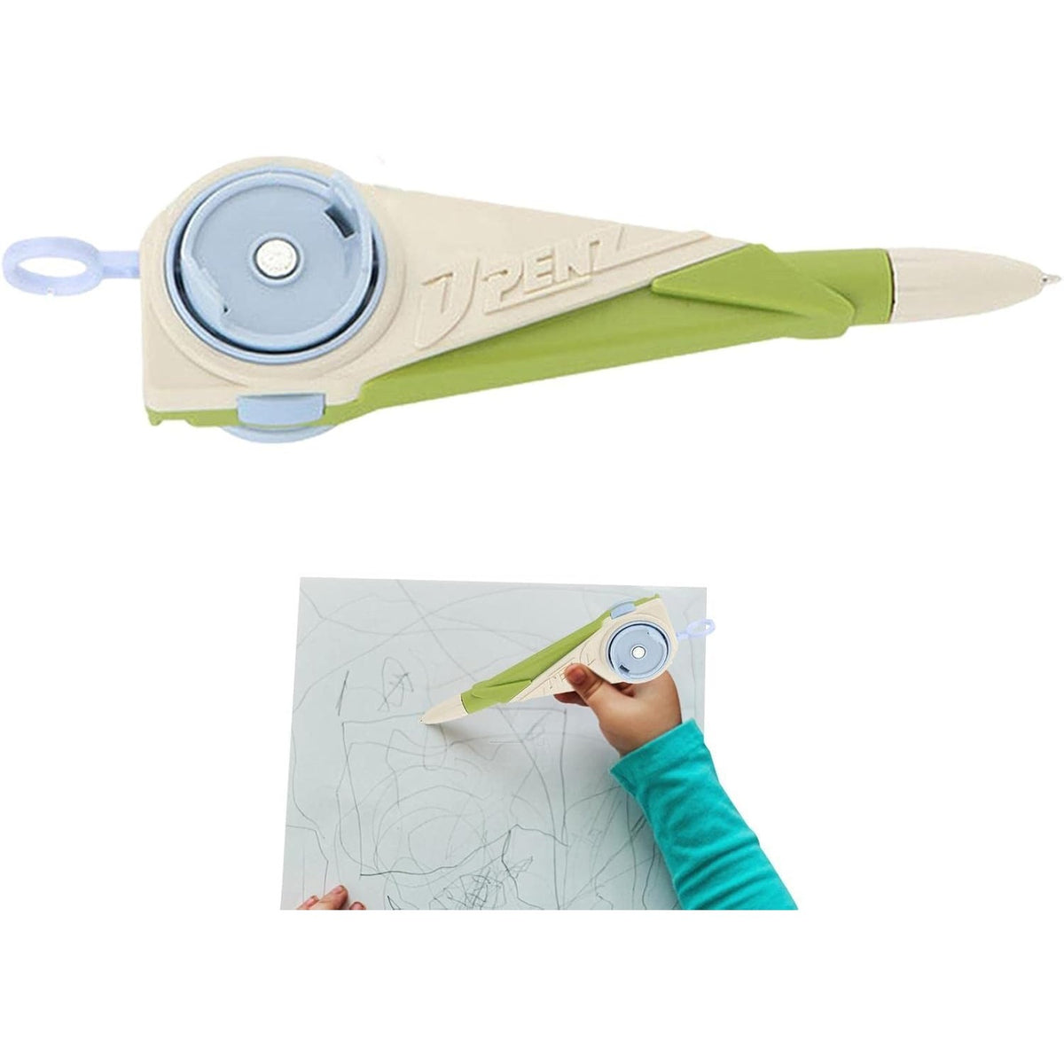 Pix Multifunctional cu Jucarie Titirez Rotativ, Instrument de Scris Interactiv pentru Copii, Material ABS, 5x1.5x17 cm, Verde