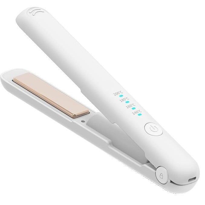 Placa de Par fara Fir pentru Indreptat si Ondulat, Incalzire Rapida 20s, 4 Trepte Temperatura 140-200°C, Tehnologie Ceramica, Baterie 3000 mAh, Port USB-C, 21.8 cm, Alb