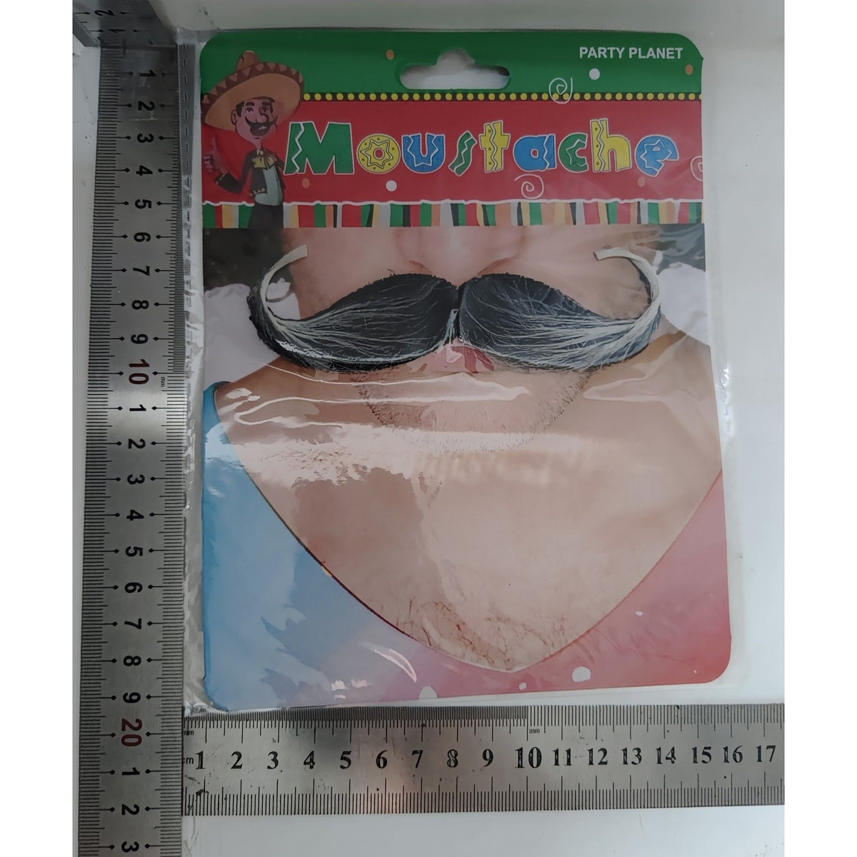 Mustata Falsa Autoadeziva pentru Deghizari si Petreceri Tematice, Model Realist Grizonat din Panza, 13 x 4 cm, Negru/Alb