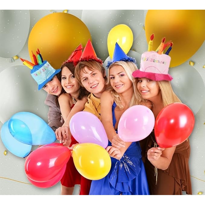 Palarie Petrecere Happy Birthday, Model Tort cu Lumanari, Accesoriu Aniversare, Material Textil, Marime Universala 58-60 cm, Roz