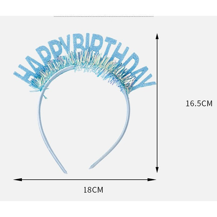 Coroniță Decorativă Happy Birthday, Accesoriu Petrecere Aniversară, Plastic cu Paiete Laser și Sclipici, Mărime Universală Ajustabilă, Albastru