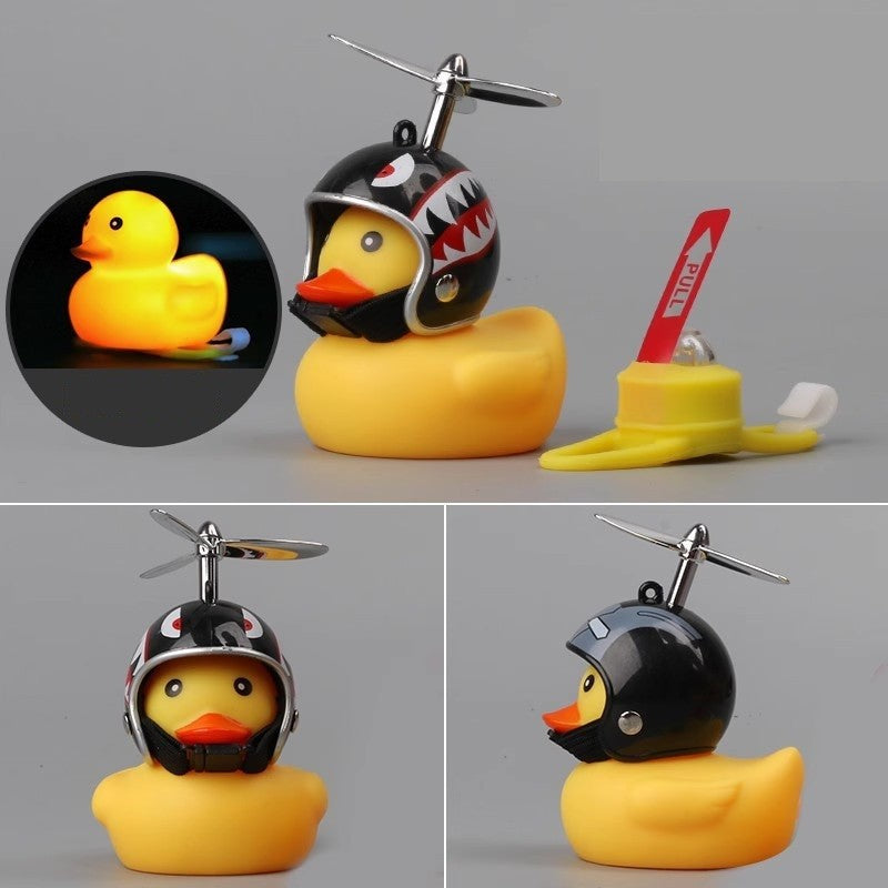 Rățușcă Decorativă pentru Bicicletă, Motocicletă și Mașină, Lumini LED și Cască, Sistem Universal de Prindere, Plastic, 7.5 x 9 cm, Negru/Galben