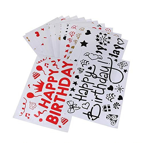 Sticker Autocolant pentru Baloane si Decor, Mesaj Happy Birthday, Tematica Aniversare, Vinil, 29x21 cm, Rosu