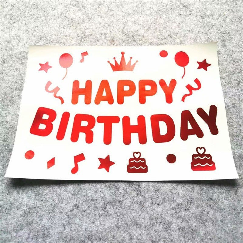 Sticker Autocolant pentru Baloane si Decor, Mesaj Happy Birthday, Tematica Aniversare, Vinil, 29x21 cm, Rosu