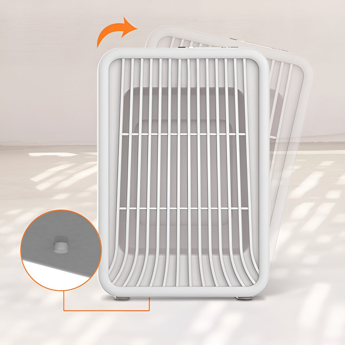 Mini Incalzitor pentru Birou, Aeroterma Portabila cu Functie de Incalzire si Racire, 3 Trepte Putere 1000-1200W, Lumini Indicatoare, Maner Transport, Cablu 1.5 m, 15.3x13.8x22.5 cm, Alb