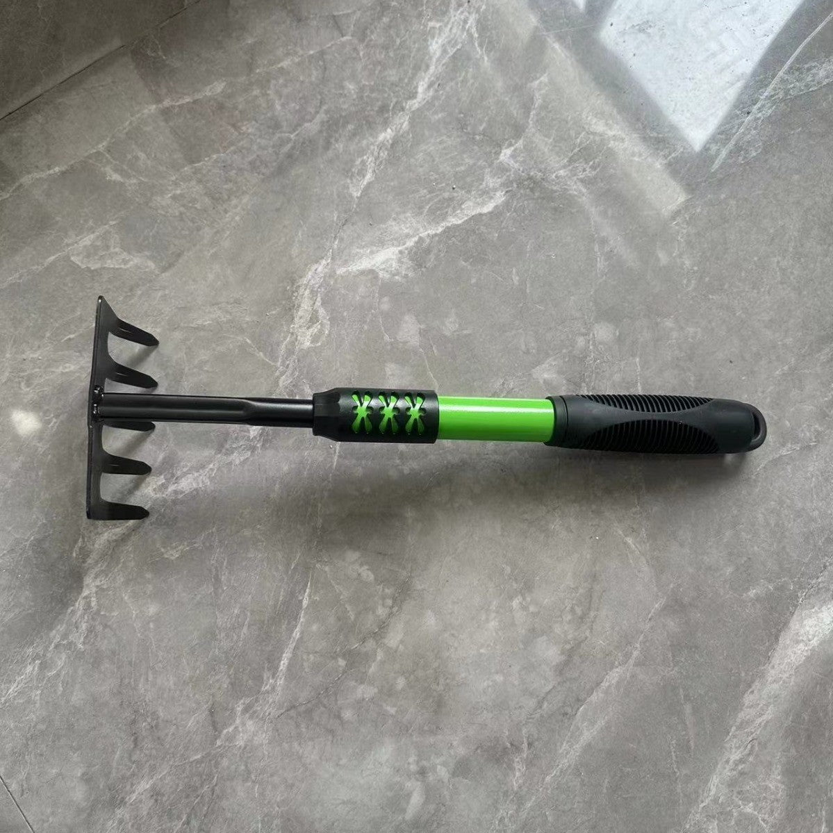 Set 4 Unelte Grădinărit, Oțel Carbon și Mâner PVC, Greblă, Săpăligă, Lopată Lată și Îngustă, Negru/Verde, 43 x 11 cm