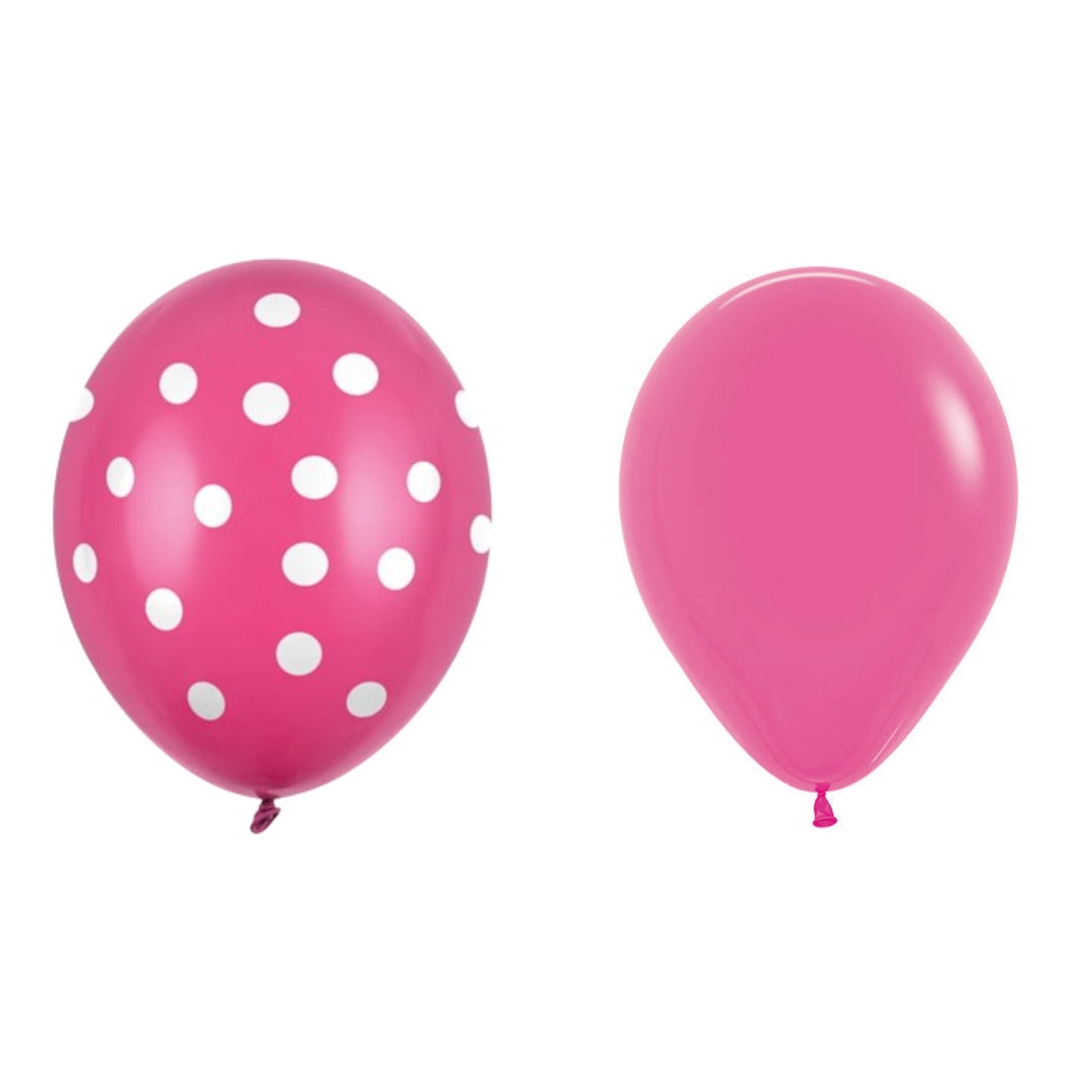 Set 10 Baloane Party din Latex, Mix Baloane cu Buline și Simple, Compatibile Aer sau Heliu, 30 cm, Fucsia, 2.8 g