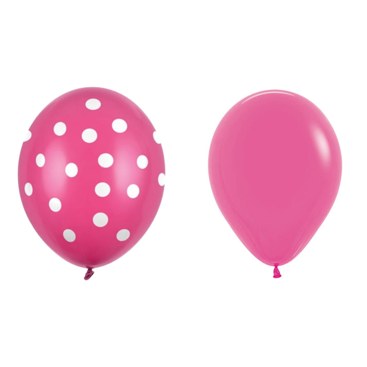 Set 10 Baloane Party din Latex, Mix Baloane cu Buline și Simple, Compatibile Aer sau Heliu, 30 cm, Fucsia, 2.8 g