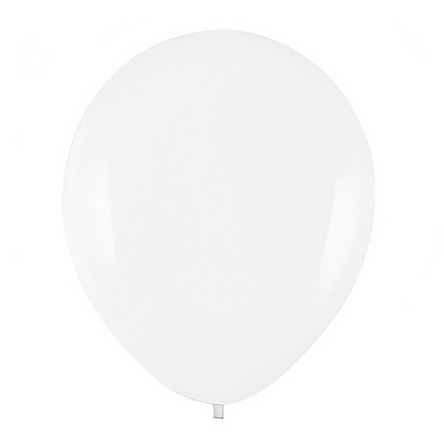 Set 10 Baloane din Latex, Model Party, Pentru Aer sau Heliu, Biodegradabile, 13 cm, 1 g, Alb