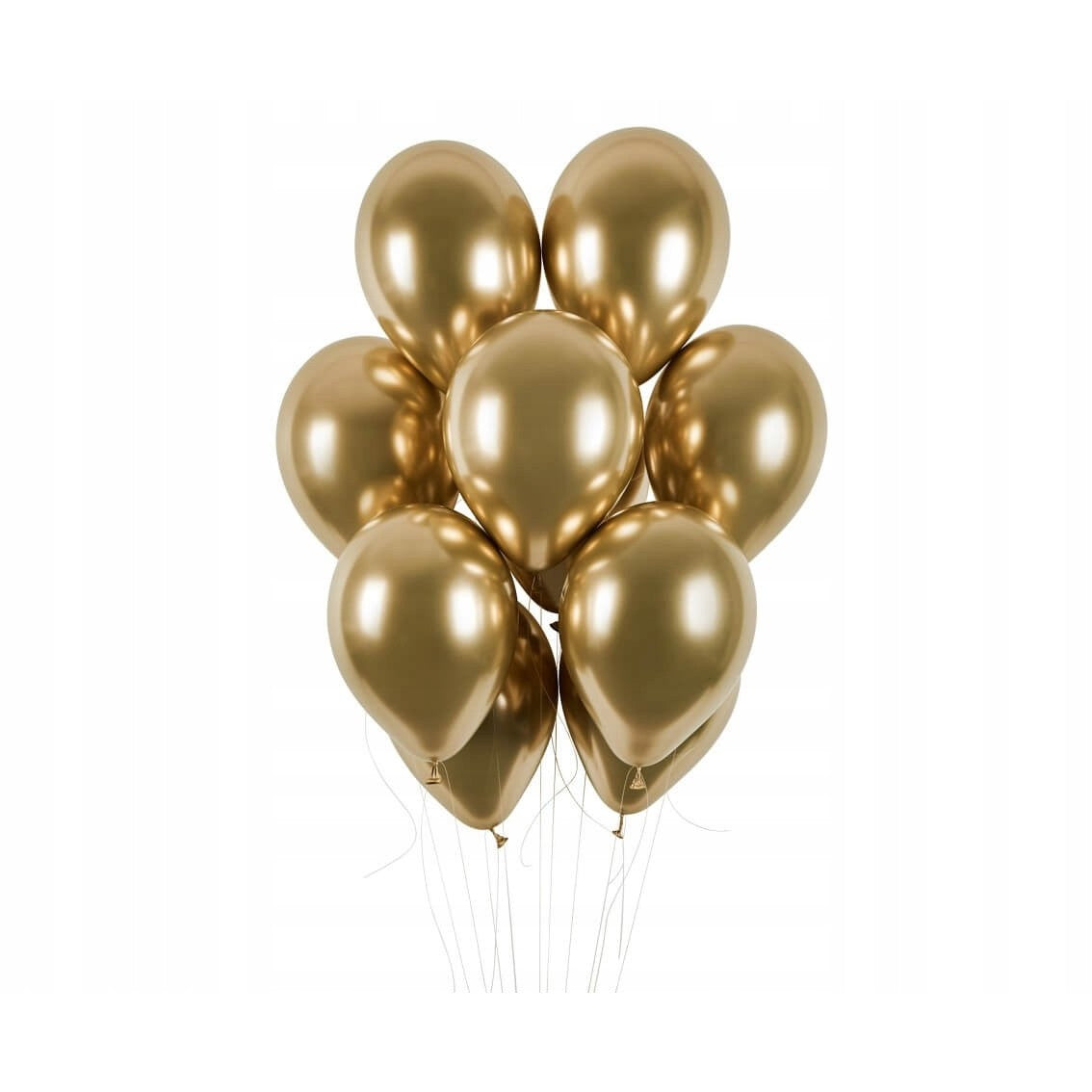 Set 10 Baloane din Latex Chrome, Model Party pentru Petreceri, Efect Oglinda Metalizat, 13 cm, Auriu Gold