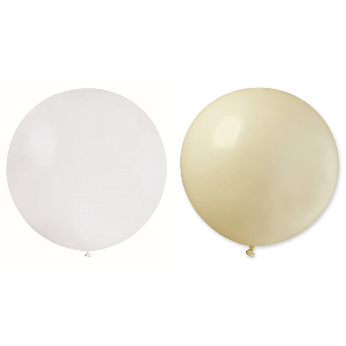 Set 2 Baloane Party Jumbo din Latex, Dimensiuni Mari pentru Petreceri, 90 cm, 35 g, Alb si Bej