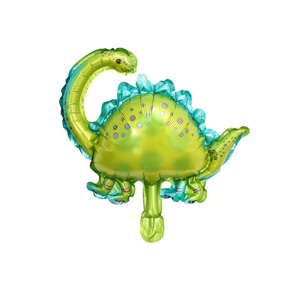 Set 5 Baloane Dinozauri, Figurine din Folie Metalizata, Decor Petrecere Copii, Umflare Aer sau Heliu, Pai Inclus, 30 cm, Multicolor