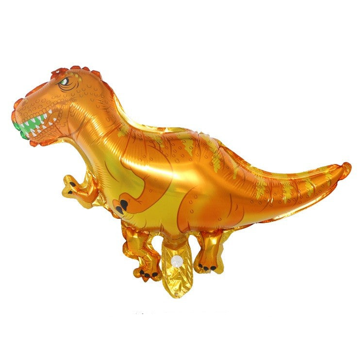Set 5 Baloane Dinozauri, Figurine din Folie Metalizata, Decor Petrecere Copii, Umflare Aer sau Heliu, Pai Inclus, 30 cm, Multicolor