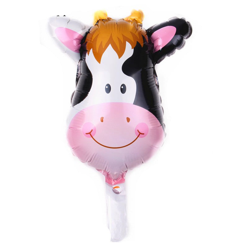 Set 5 Baloane din Folie Metalizata, Figurine Animale Domestice pentru Petrecere, Compatibile cu Aer sau Heliu, include Pai Umflare, Multicolor, 30 cm